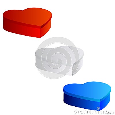 Realistic box in the shape of a heart, isometrics isolated on a white background Cartoon Illustration