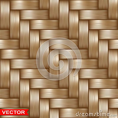 Realistic braided wooden wicker seamless texture Vector Illustration
