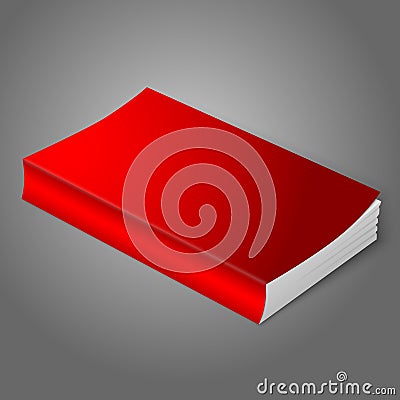 Realistic bright red blank softcover book. Vector Illustration