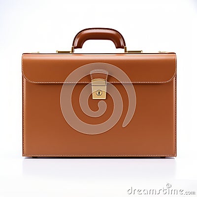 Realistic Brown Briefcase With Brass Handles: Political And Social Commentary Stock Photo