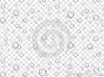 Realistic bubbles on a transparent background. Vector seamless pattern Vector Illustration