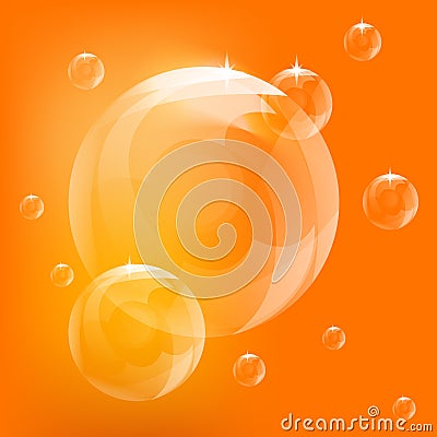 Realistic bubbles vector, orange bubbles, bubbles vector Vector Illustration