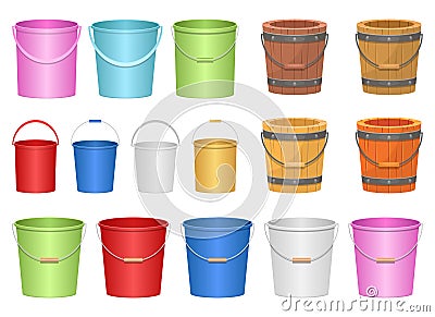 Realistic bucket vector design illustration isolated on white background Vector Illustration