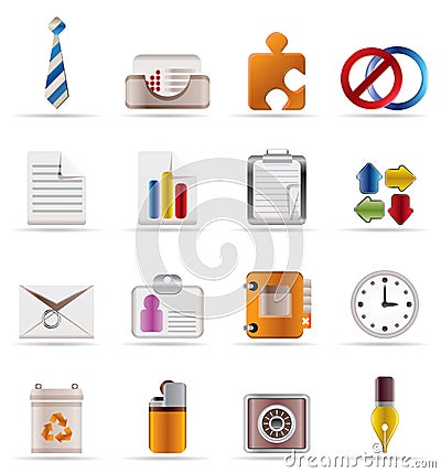 Realistic Business and Office Icons Vector Illustration