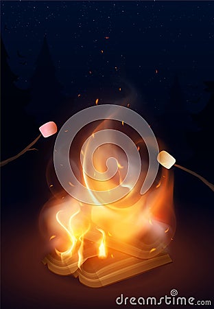 Realistic Campfire Illustration Vector Illustration