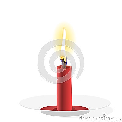 Realistic candle on plate Vector Illustration