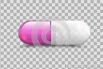 Realistic capsule pill on transparent background. Medicine 3d drug. Vector illustration design template tablet Vector Illustration