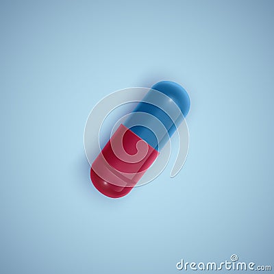 Realistic capsule, pill on a white background. Capsule, top view vector illustration Vector Illustration