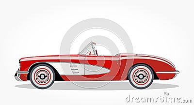 Car illustration with details and shadow effect Cartoon Illustration