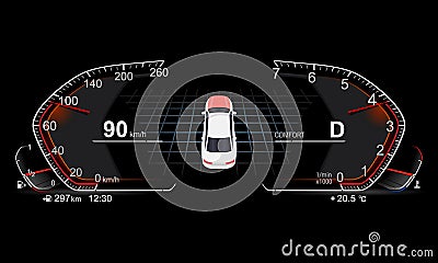 Realistic car dashboard Vector Illustration