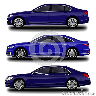 Realistic car. Long sedan. Vector Illustration