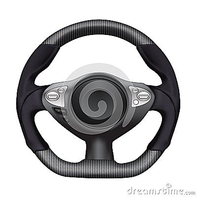 Realistic car steering wheel automobile multi function design sport racing on white background vector Vector Illustration