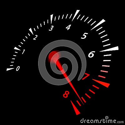 Realistic car tachometer. Vector illustration indicating the limit Vector Illustration