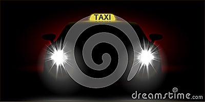 Realistic car taxi front view Vector Illustration