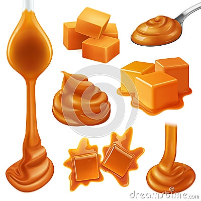 Realistic Caramel Candies Icon Set Vector Illustration