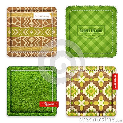 Realistic Carpet Texture Pattern Set Vector Illustration