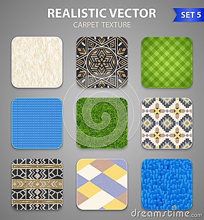 Realistic Carpet Texture Patterns Set Vector Illustration