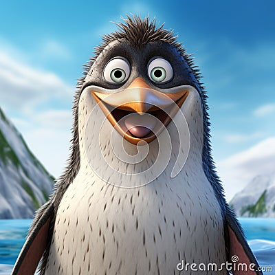 Realistic Cartoon Penguin: Yellow-eyed Penguin Character Erik From Happy Feet Stock Photo