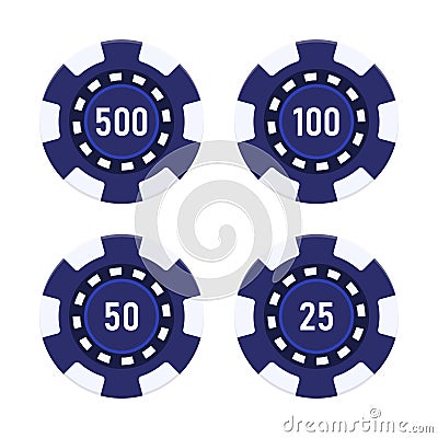 Realistic casino chips, set. Realistic red casino poker game chips, gambling plastic coins. Jackpot chip tokens for roulette. Vector Illustration