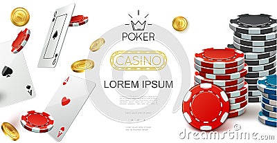 Realistic Casino Colorful Composition Vector Illustration