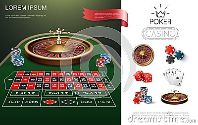 Realistic Casino Colorful Concept Vector Illustration
