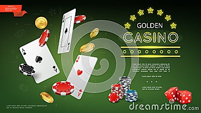 Realistic Casino Composition Vector Illustration