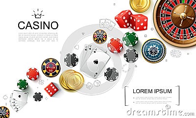 Realistic Casino Elements Concept Vector Illustration