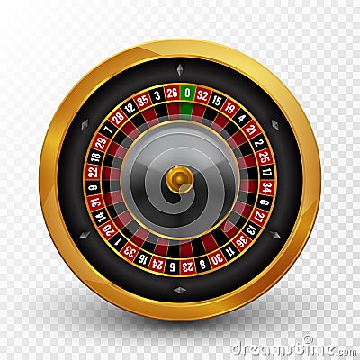 Realistic casino gambling roulette wheel . Vector play chance luck roulette wheel illustration Vector Illustration