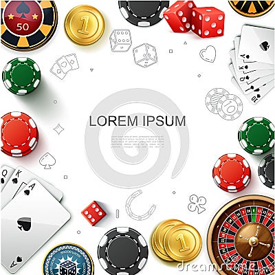 Realistic Casino Gambling Template Vector Illustration