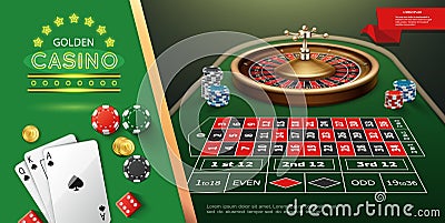 Realistic Casino Roulette Template Vector Illustration