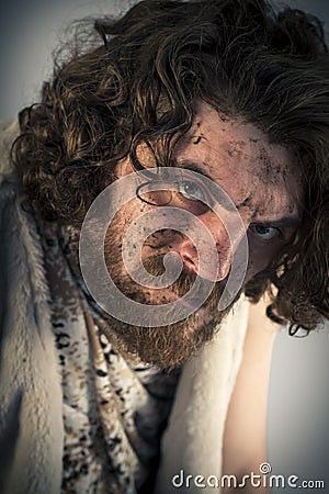 Realistic Caveman Stock Photo