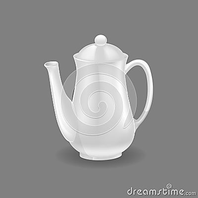 Realistic ceramic ware. Kettle for making tea, coffee, sweet drinks. Vector Illustration