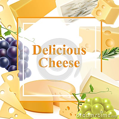 Realistic Cheese Frame Background Vector Illustration
