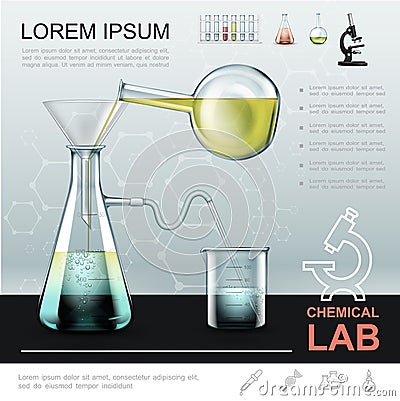 Realistic Chemical Experiment Template Vector Illustration