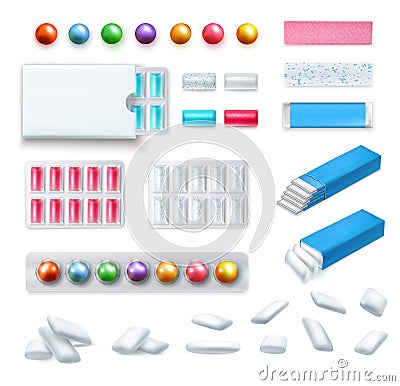 Realistic Chewing Gum Set Vector Illustration