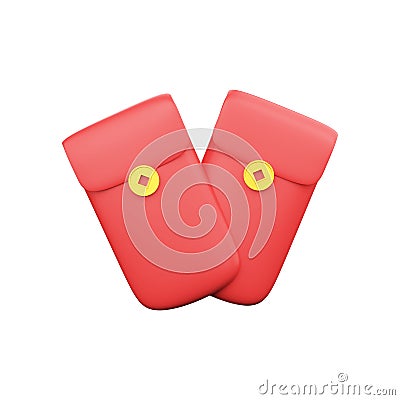 Realistic Chinese Money Envelope 3D Icon In Red And Golden Stock Photo