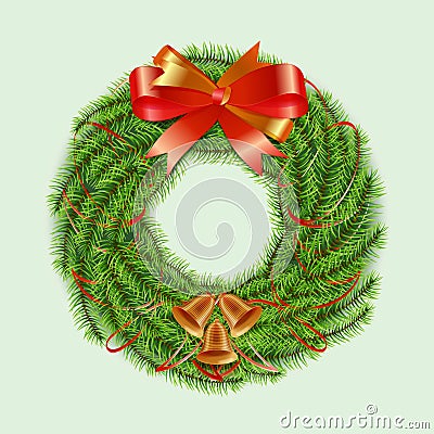 realistic christmas wreath concept vector design Vector Illustration