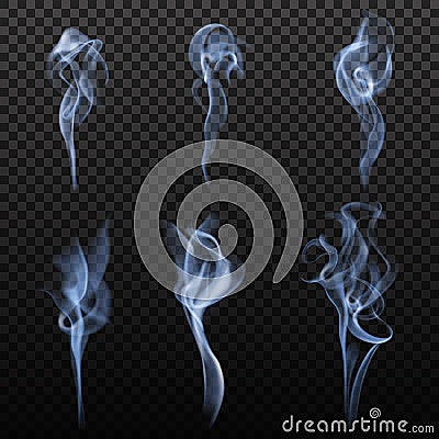 Realistic Cigarette Smoke Set Vector Illustration