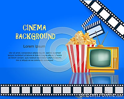 Realistic Cinema Background. Movie Premiere Poster. Stock Photo