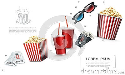 Realistic Cinema Elements Template Vector Illustration