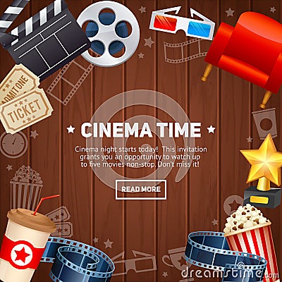 Realistic cinema movie poster template Vector Illustration