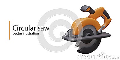 Realistic circular saw. Power tool for carpentry, construction, repair work Vector Illustration