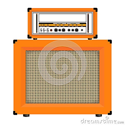 Realistic classic guitar amplifier with cabinet speaker, vector Vector Illustration