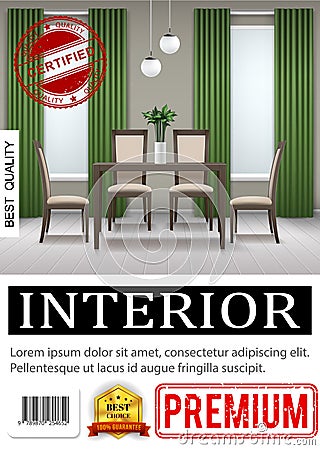 Realistic Classic Home Interior Poster Vector Illustration