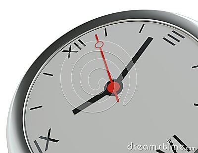 Realistic classic silver round wall clock Stock Photo