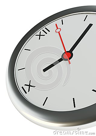 Realistic classic silver round wall clock Stock Photo