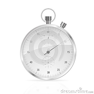 Realistic Classic Stopwatch on White. Stock Photo