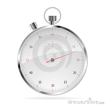 Realistic Classic Stopwatch on White. Stock Photo