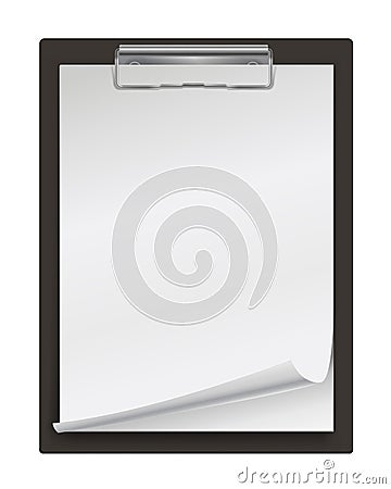 Realistic clipboard with a few blank white sheets of paper Vector Illustration