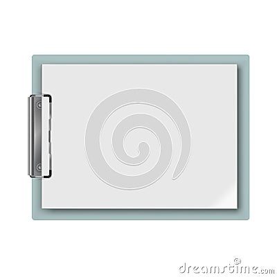 Realistic clipboard with a few blank white sheets of paper. Template or mock up for text and design. Empty paper notes, top view. Vector Illustration